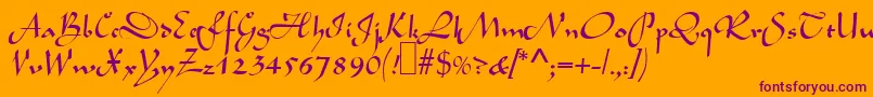 L690ScriptRegular Font – Purple Fonts on Orange Background