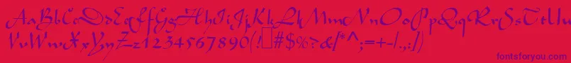 L690ScriptRegular Font – Purple Fonts on Red Background