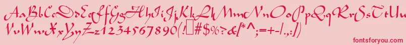 L690ScriptRegular Font – Red Fonts on Pink Background