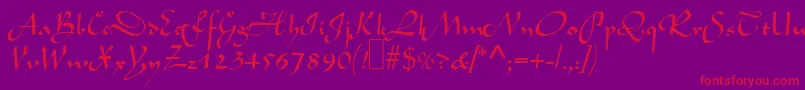 L690ScriptRegular Font – Red Fonts on Purple Background