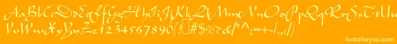 L690ScriptRegular Font – Yellow Fonts on Orange Background