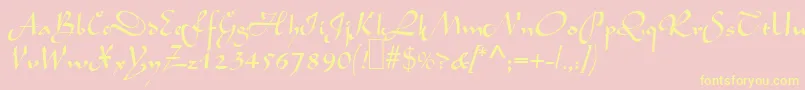 L690ScriptRegular-Schriftart – Gelbe Schriften auf rosa Hintergrund