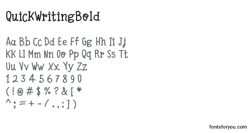Czcionka QuickWritingBold – alfabet, cyfry, specjalne znaki