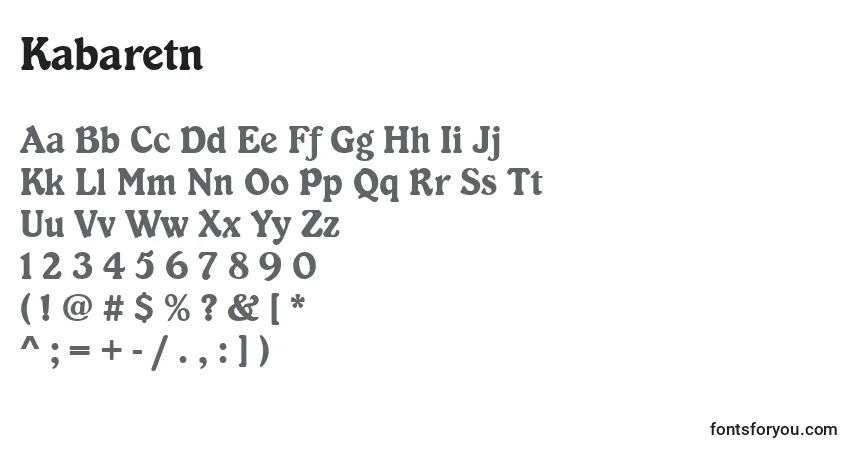 A fonte Kabaretn – alfabeto, números, caracteres especiais