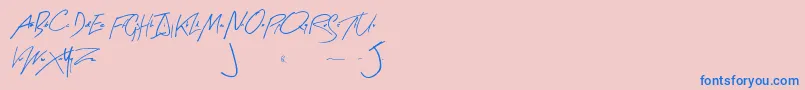 フォントArtySignature – ピンクの背景に青い文字
