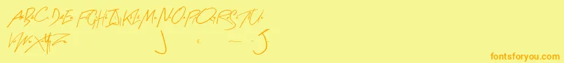 フォントArtySignature – オレンジの文字が黄色の背景にあります。