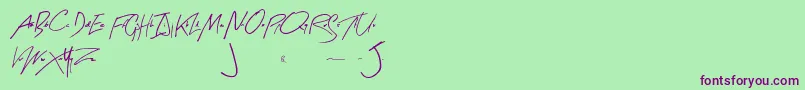 Fonte ArtySignature – fontes roxas em um fundo verde