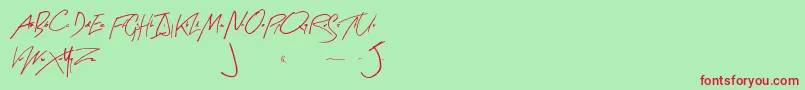 ArtySignature-Schriftart – Rote Schriften auf grünem Hintergrund