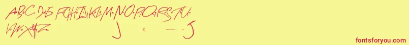 ArtySignature Font – Red Fonts on Yellow Background