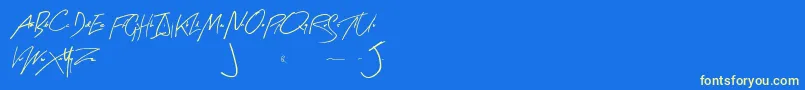 ArtySignature Font – Yellow Fonts on Blue Background