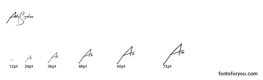 Размеры шрифта ArtySignature