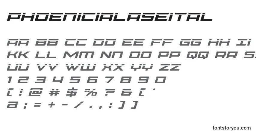 Czcionka Phoenicialaseital – alfabet, cyfry, specjalne znaki
