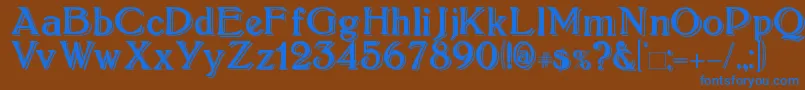 Boltonshadowed-Schriftart – Blaue Schriften auf braunem Hintergrund