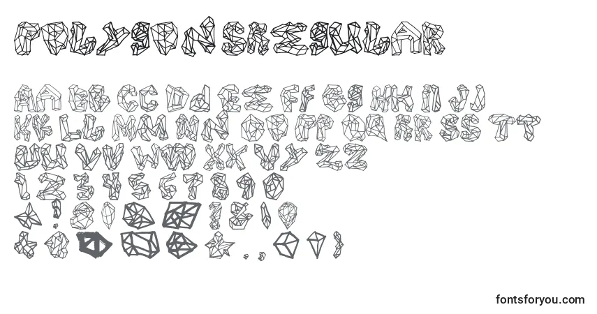 Czcionka PolygonsRegular – alfabet, cyfry, specjalne znaki