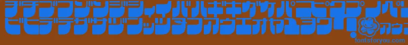 FrigateKatakana-fontti – siniset fontit ruskealla taustalla