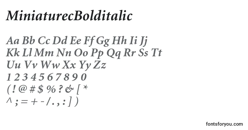 MiniaturecBolditalic-fontti – aakkoset, numerot, erikoismerkit