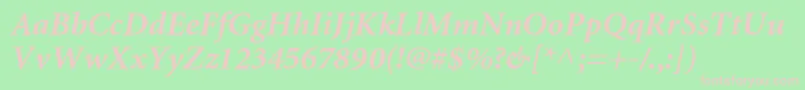 MiniaturecBolditalic-fontti – vaaleanpunaiset fontit vihreällä taustalla