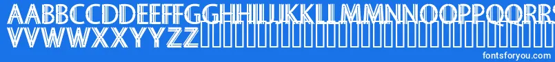 Fonte Sekruplongbo – fontes brancas em um fundo azul