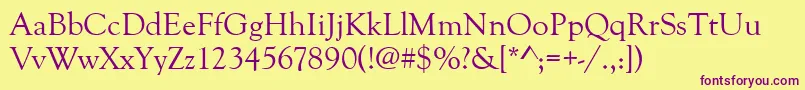 Goudyoldstyt Font – Purple Fonts on Yellow Background