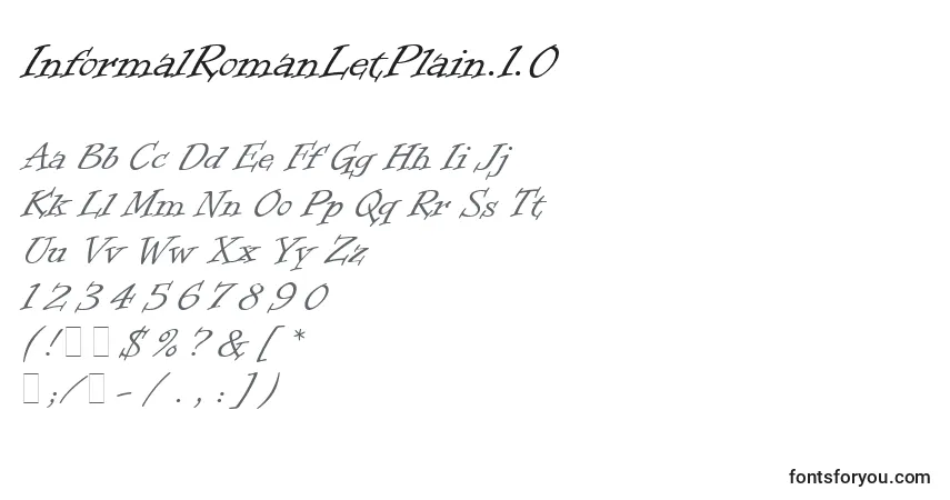 A fonte InformalRomanLetPlain.1.0 – alfabeto, números, caracteres especiais