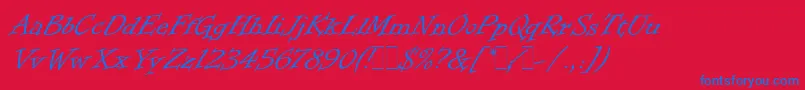 Fonte InformalRomanLetPlain.1.0 – fontes azuis em um fundo vermelho