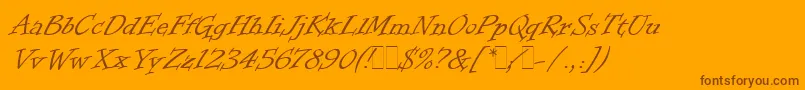 InformalRomanLetPlain.1.0フォントについての詳細 フォントInformalRomanLetPlain.1.0 – オレンジの背景に茶色のフォント