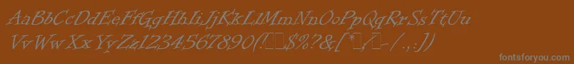 Lisätietoja InformalRomanLetPlain.1.0-fontista InformalRomanLetPlain.1.0-fontti – harmaat kirjasimet ruskealla taustalla