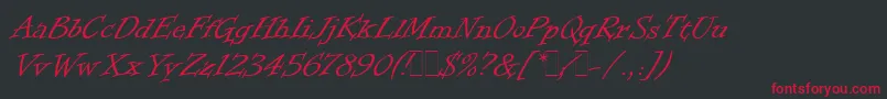 フォントInformalRomanLetPlain.1.0 – 黒い背景に赤い文字