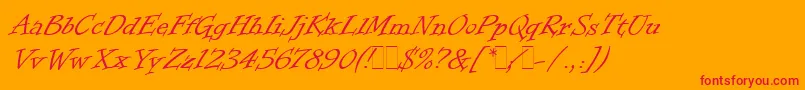 InformalRomanLetPlain.1.0 Font – Red Fonts on Orange Background