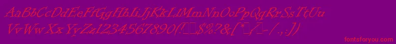 フォントInformalRomanLetPlain.1.0 – 紫の背景に赤い文字