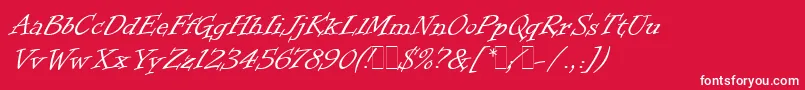 フォントInformalRomanLetPlain.1.0 – 赤い背景に白い文字