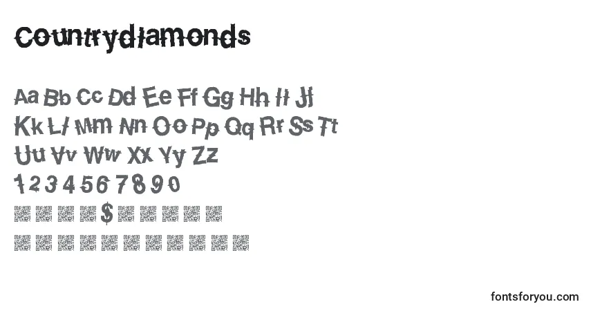 Schriftart Countrydiamonds – Alphabet, Zahlen, spezielle Symbole