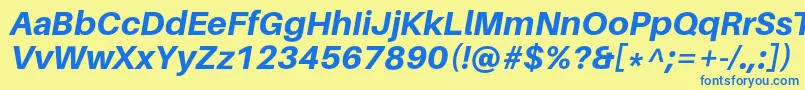 Czcionka AileronHeavyitalic – niebieskie czcionki na żółtym tle