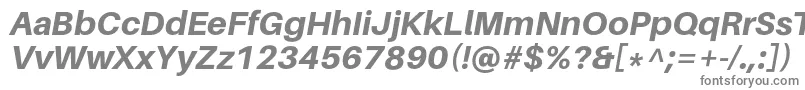AileronHeavyitalic-fontti – harmaat kirjasimet valkoisella taustalla