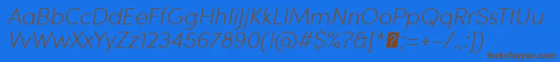 SofiaProExtralightItalic Font – Brown Fonts on Blue Background