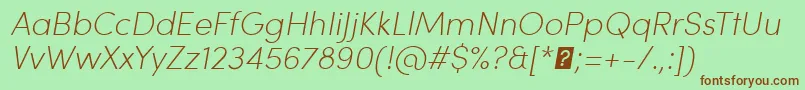 SofiaProExtralightItalic Font – Brown Fonts on Green Background