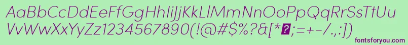 SofiaProExtralightItalic Font – Purple Fonts on Green Background