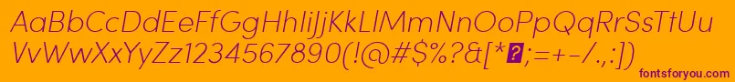 SofiaProExtralightItalic Font – Purple Fonts on Orange Background