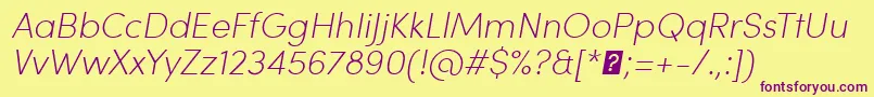 SofiaProExtralightItalic Font – Purple Fonts on Yellow Background