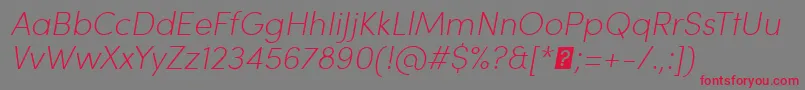 フォントSofiaProExtralightItalic – 赤い文字の灰色の背景