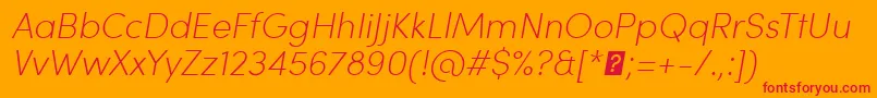 SofiaProExtralightItalic-fontti – punaiset fontit oranssilla taustalla