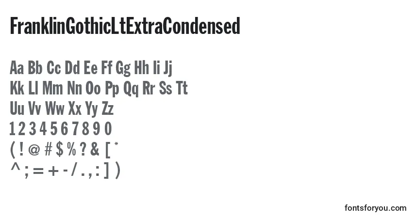 FranklinGothicLtExtraCondensed-fontti – aakkoset, numerot, erikoismerkit