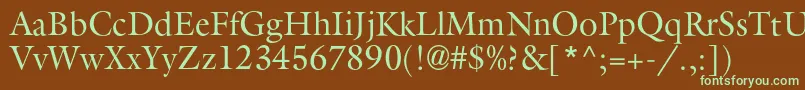 Aggalleonc-fontti – vihreät fontit ruskealla taustalla