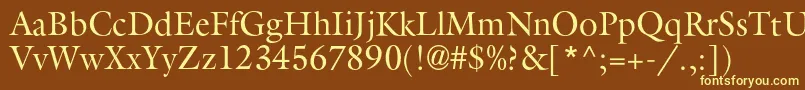 Aggalleonc-fontti – keltaiset fontit ruskealla taustalla