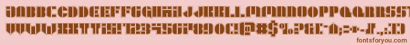 Leaguewarsacad-Schriftart – Braune Schriften auf rosa Hintergrund