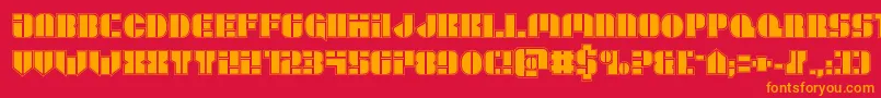 Leaguewarsacad Font – Orange Fonts on Red Background