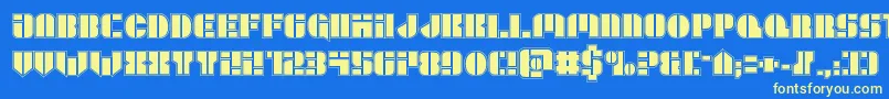Leaguewarsacad Font – Yellow Fonts on Blue Background