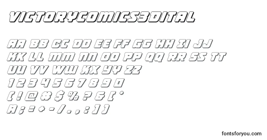 Victorycomics3Dital-fontti – aakkoset, numerot, erikoismerkit