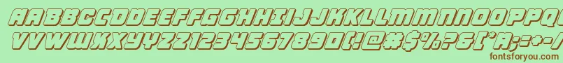 Victorycomics3Dital-fontti – ruskeat fontit vihreällä taustalla