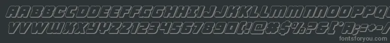 Victorycomics3Dital-fontti – harmaat kirjasimet mustalla taustalla